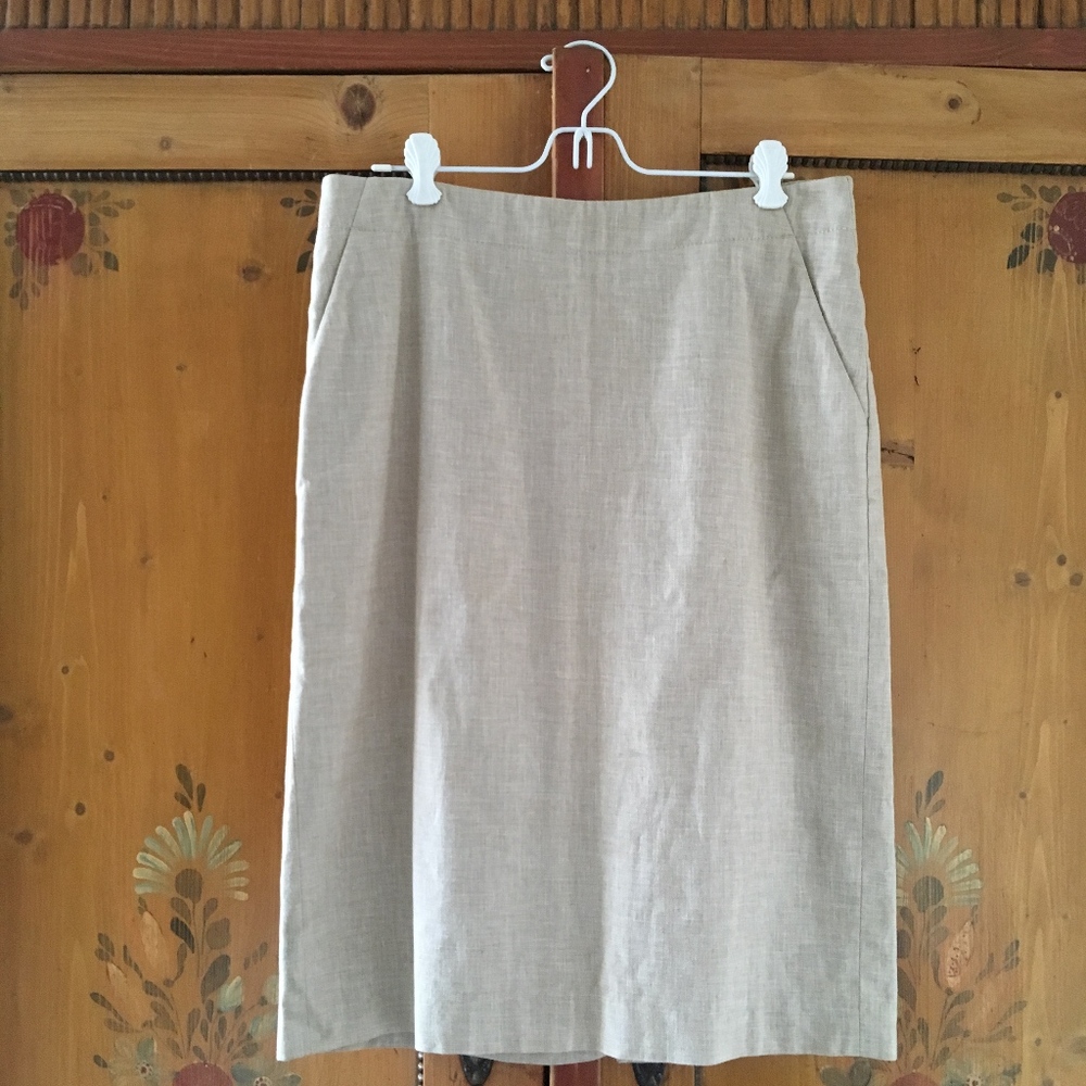 Vintage Banana Republic Linen Pencil Skirt Pockets Lined